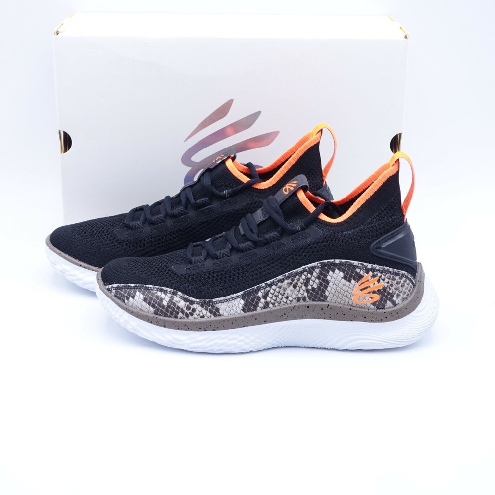 NEW Size 9 Men's Under Armour Curry Flow 8 Snakeskin Basketball Shoes Black